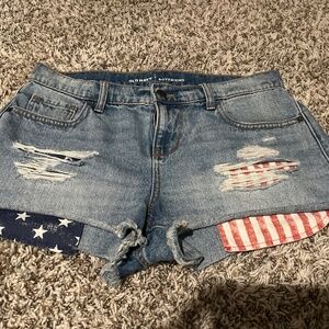 American Flag denim shorts